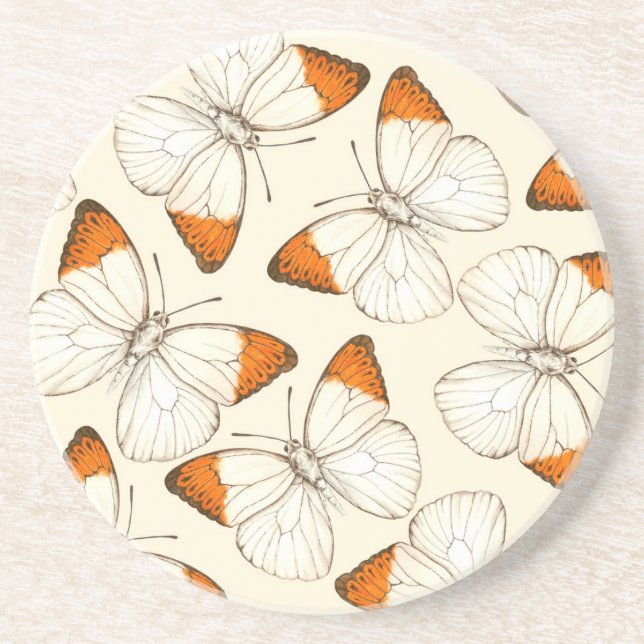 Butterflies vattencolor mönster underlägg sandsten (Framsidan)