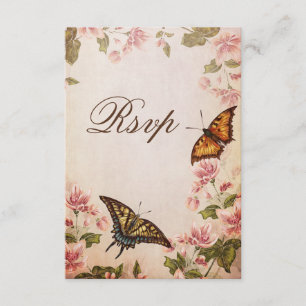 Butterflies & Vintage Almond Blommar OSA Kort