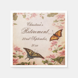 Butterflies & Vintage Almond Blommar Serviettes Pappersservett