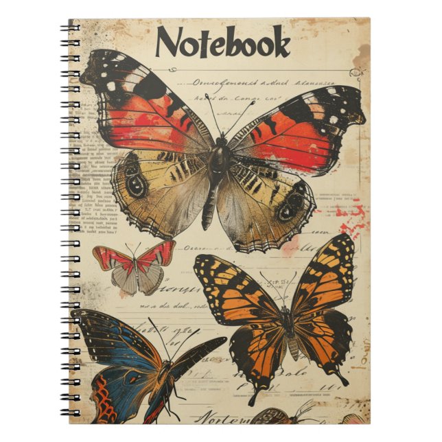 Butterflies-Vintage Anteckningsbok (Framsidan)