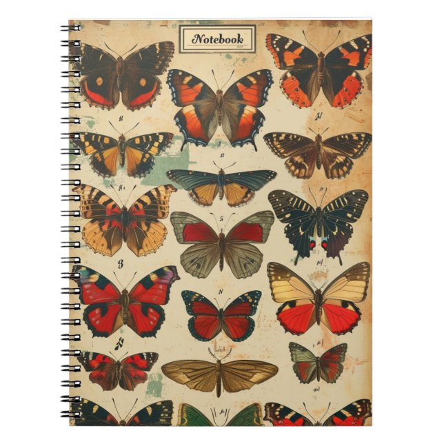 Butterflies-Vintage Anteckningsbok (Framsidan)