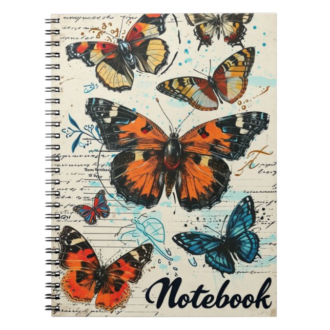 Butterflies-Vintage Anteckningsbok (Framsidan)