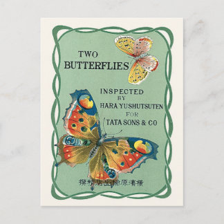 Butterflies Vintage Japan Silke Annons Vykort