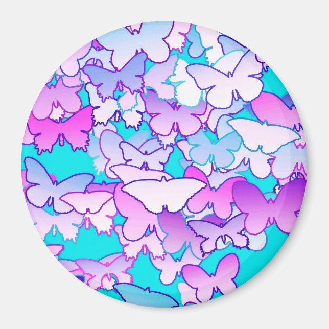 Butterflies, violett och turkos magnet (Framsidan)