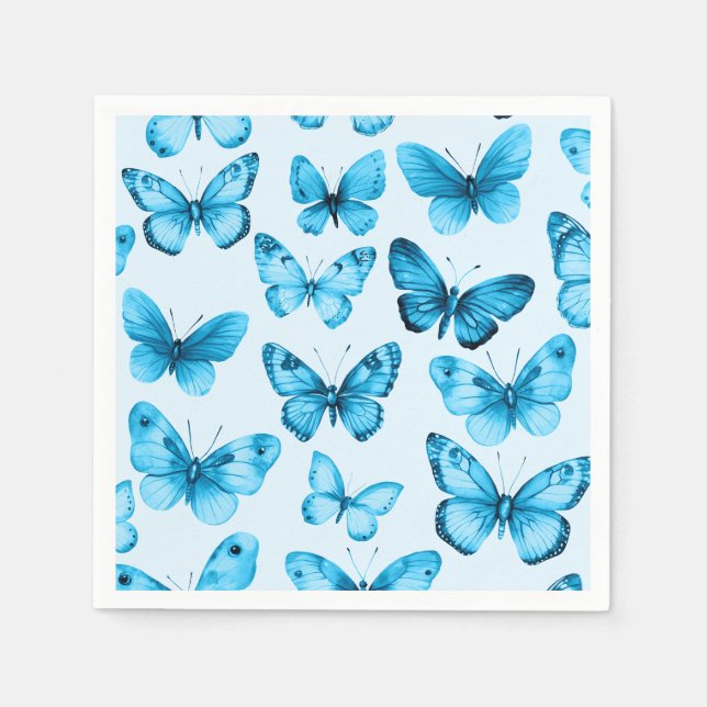 Butterflies Watercolor Bday Möhippa Baby Shower Pappersservett (Framsidan)