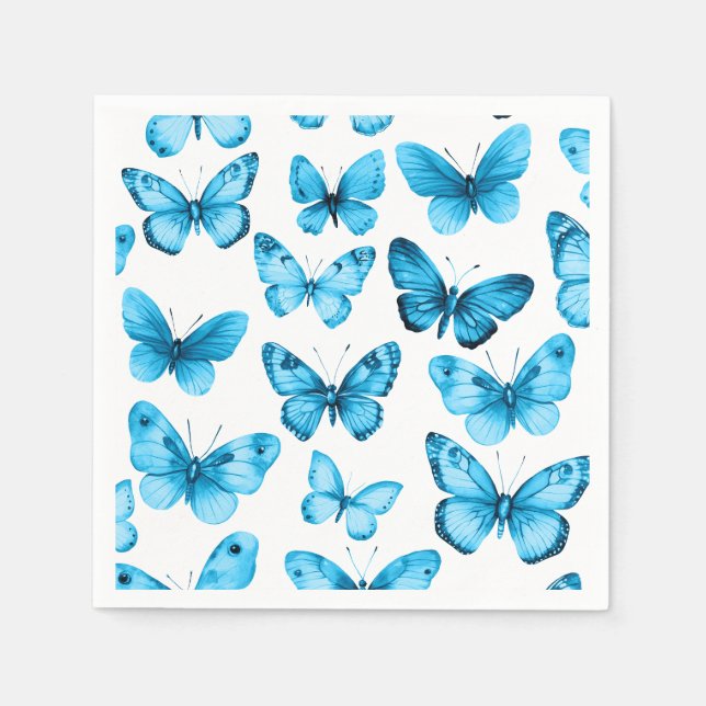 Butterflies Watercolor Bday Möhippa Baby Shower Pappersservett (Framsidan)
