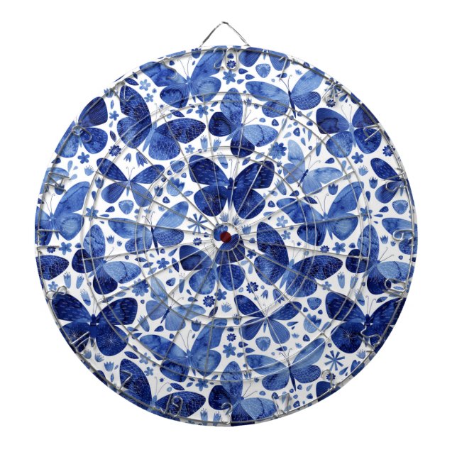 Butterflies Watercolor Blue Darttavla (Framsidan)