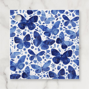 Butterflies Watercolor Blue Gåvor Etiketter