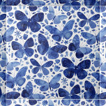 Butterflies Watercolor Blue Kakelplatta<br><div class="desc">Filmmålning med indigo-blått och vitt vattenfärgsfjäril. Denna ruta är ett upprepande mönster,  så kommer att se underbar ut i många.</div>