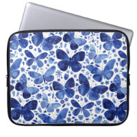 Butterflies Watercolor Blue Laptop sleeve