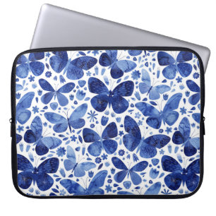 Butterflies Watercolor Blue Laptop sleeve
