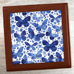 Butterflies Watercolor Blue Minnesask<br><div class="desc">Filmmålning med indigo-blått och vitt vattenfärgsfjäril.</div>