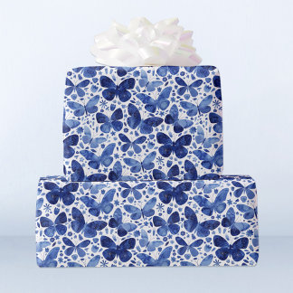 Butterflies Watercolor Blue Presentpapper