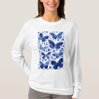 Butterflies Watercolor Blue T Shirt