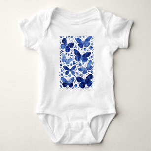 Butterflies Watercolor Blue T Shirt