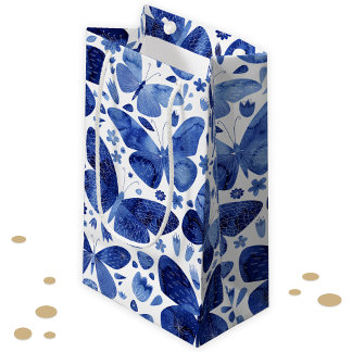 Butterflies Watercolor Indigo Blue