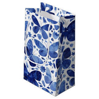 Butterflies Watercolor Indigo Blue