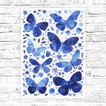 Butterflies Watercolor Indigo Blue-Kanvastryck Canvastryck<br><div class="desc">Filmmålning med indigo-blått och vitt vattenfärgsfjäril.</div>