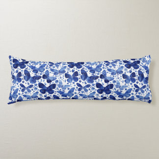 Butterflies Watercolor Indigo Blue Kroppskudde