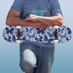 Butterflies Watercolor Indigo Blue Mini Skateboard Bräda 18,5 Cm<br><div class="desc">Filmmålning med indigo-blått och vitt vattenfärgsfjäril.</div>