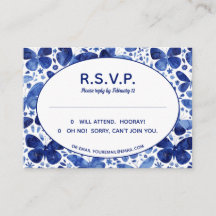 Butterflies Watercolor Indigo Blue R.S.V.P.