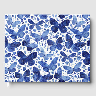 Butterflies Watercolor Indigo Gästböcker