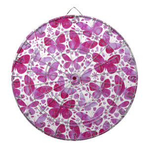 Butterflies Watercolor Magenta Rosa Darttavla