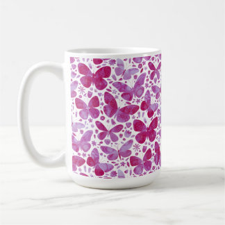 Butterflies Watercolor Magenta Rosa Kaffemugg