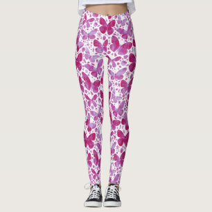 Butterflies Watercolor Magenta Rosa Leggings