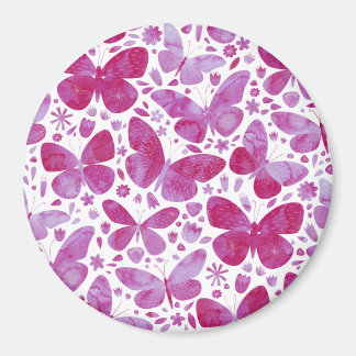 Butterflies Watercolor Magenta Rosa Magnet