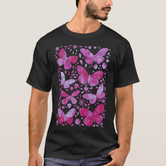 Butterflies Watercolor Magenta Rosa T-Shirt