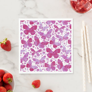 Butterflies Watercolor Modern Magenta Rosa Pappersservett