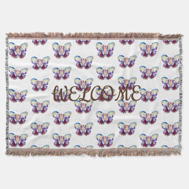 Butterflies Welcome Thanket Blanket Filt (Framsidan)