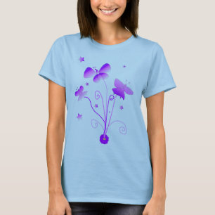 Butterflies with Flowers Baby Doll T-shirt