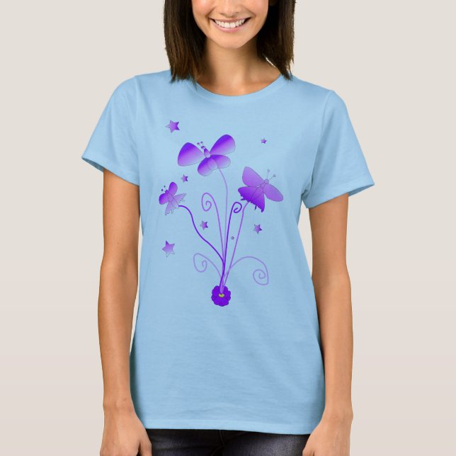 Butterflies with Flowers Baby Doll T-shirt (Framsida)