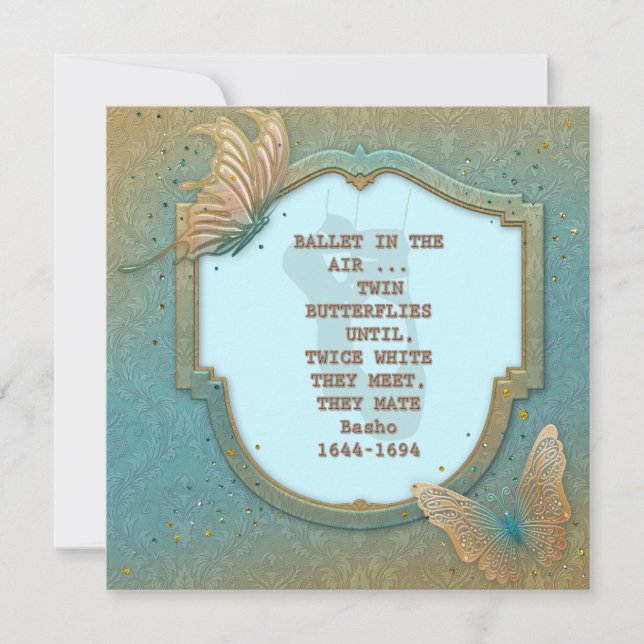 Butterflies with haiku by Basho inbjudan (Framsida)