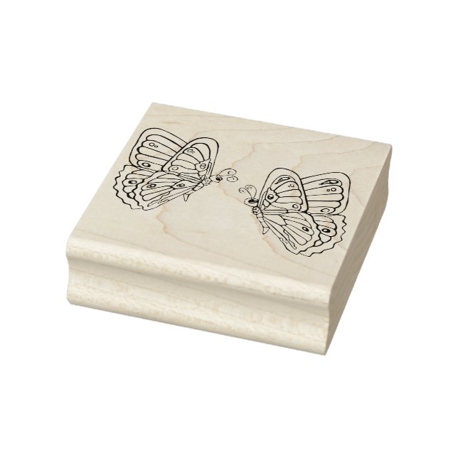 Butterflies Wood Art Frimärke Stämpel (Stämpel)