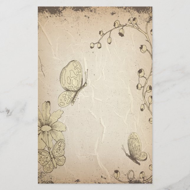 Butterflies Wrinkled Antique Stationery Brevpapper (Framsida)