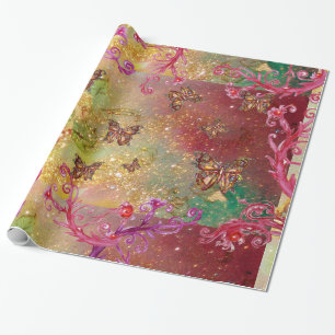 BUTTERFLIK I GULD GULT BROWN GRÖNT SPARKLES PRESENTPAPPER