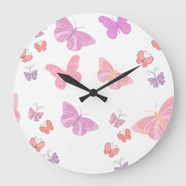 butterfllier i pastellform stor klocka (Framsida)