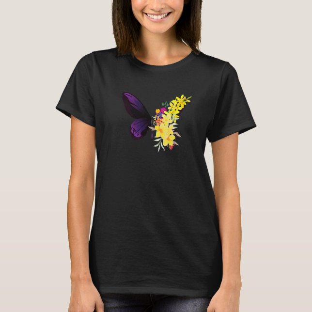 Butterflower chrysanthemums and butterfly t shirt (Framsida)