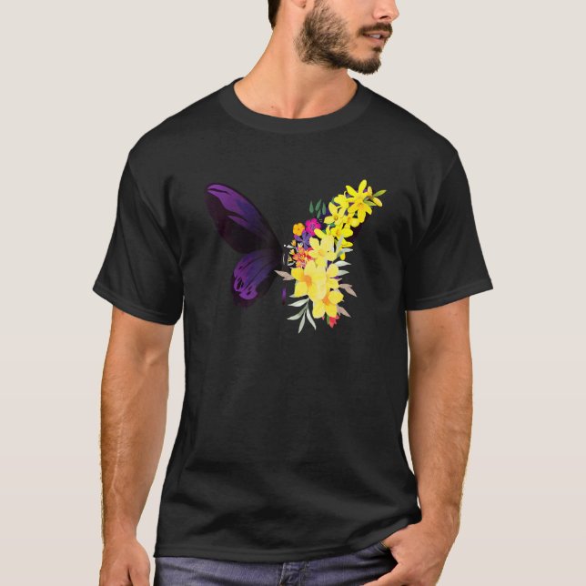Butterflower chrysanthemums and butterfly t shirt (Framsida)