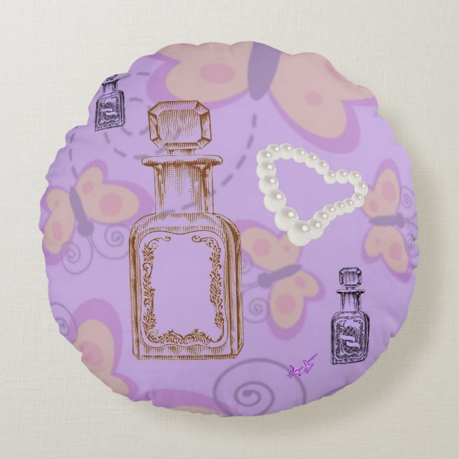 Butterflugor, apothary Burk & Pearls Round Pillow Rund Kudde (Framsidan)