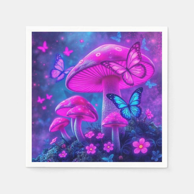 Butterflugor, blommor och svampar pappersservett (Framsidan)