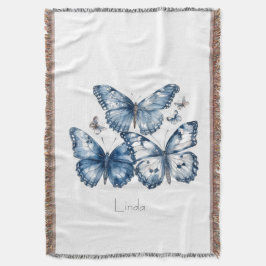 Butterflugor i Delft Blue, anpassade Filt
