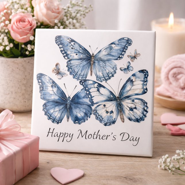 Butterflugor i Delft Blue, anpassade Kakelplatta (Skapare uppladdad)