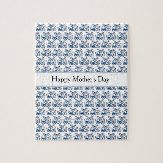 Butterflugor i Delft Blue, anpassade Pussel (Vertikal)