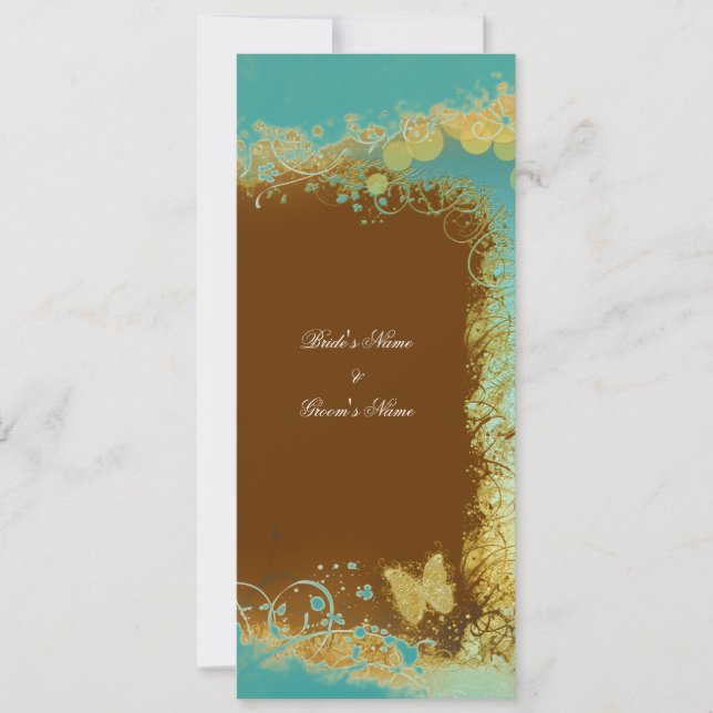 Butterflugor i tealtemat bröllop - Skapa ditt eget Inbjudningar (Framsida)