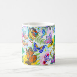 Butterflugor och blommor kaffemugg