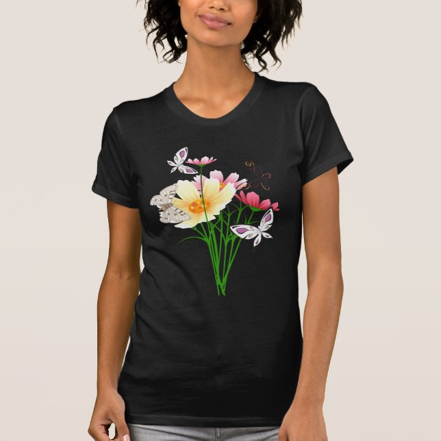 Butterflugor och blommor t shirt (Framsida)